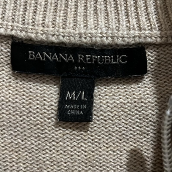 Banana Republic Women’s sweater poncho Zip up Size M/L Pocket Short Sleeve Tan - Picture 7 of 10